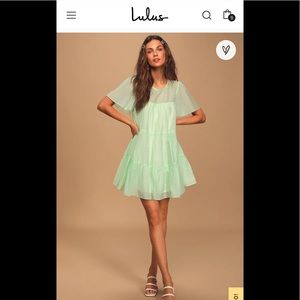 Brandnew Mint Green Tiered Short Sleeve Mini Dress